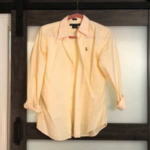 Yellow striped polo button down